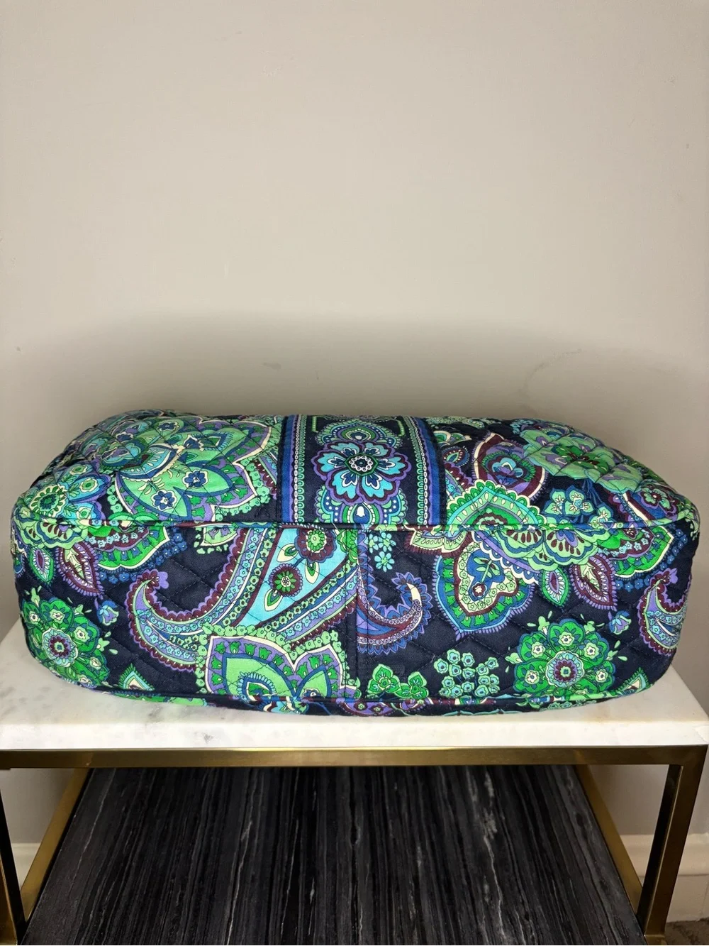 Vera Bradley large hobo rolled handle with rings Blue Rhapsody retired
